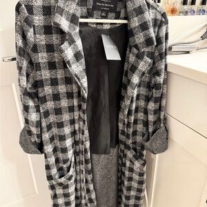 Haute Monde Black and Gray Plaid Coat